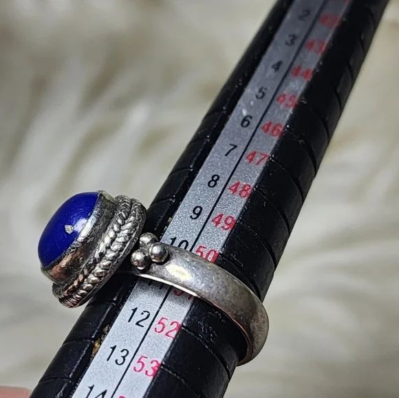 Vintage sterling and‎ lapis ring 5.5 - Picture 8 of 8